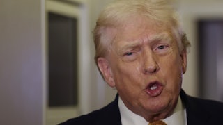 Donald Trump speaks on Air Force One