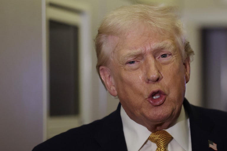 Donald Trump speaks on Air Force One