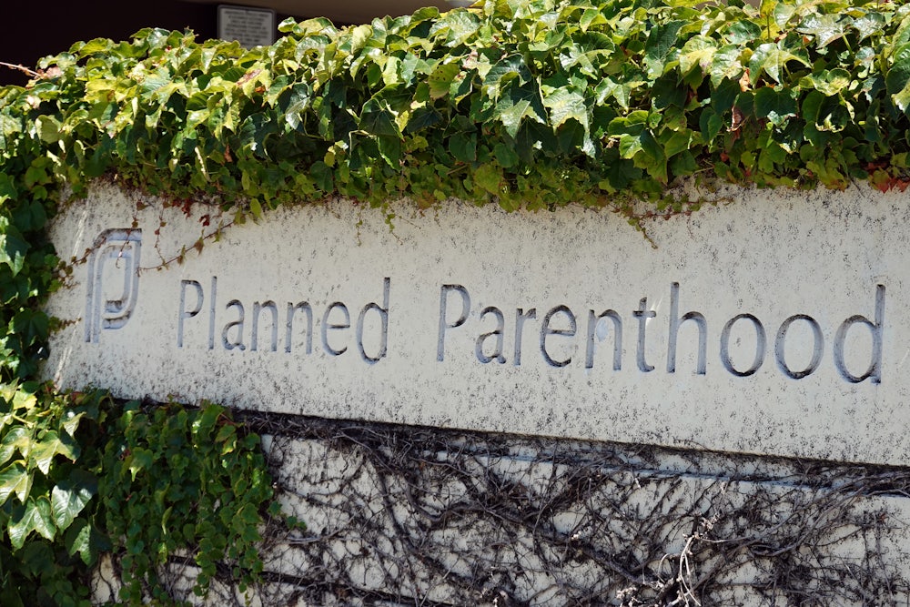 A sign is posted in front of a Planned Parenthood health center on June 26, 2025 in San Rafael, California