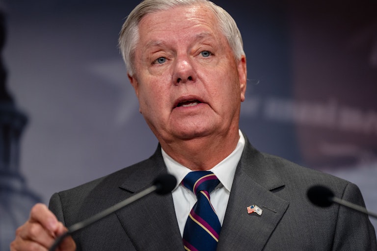 Lindsey Graham speaks during a press conference