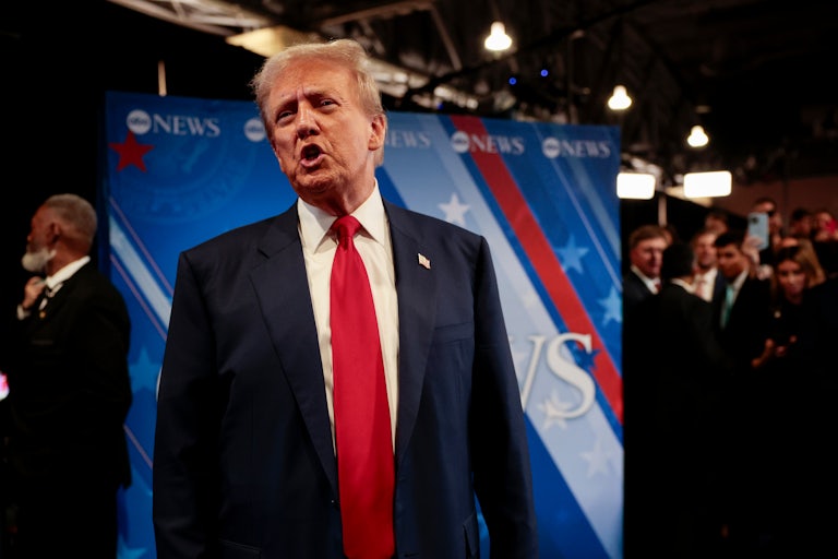 Donald Trump yelling in the spin room post-debate