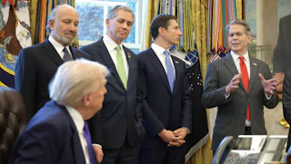 Scott Bessent, the treasury secretary, spoke to President Donald Trump in the Oval Office on February 2.