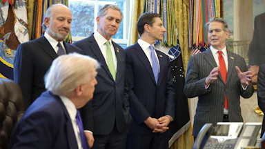 Scott Bessent, the treasury secretary, spoke to President Donald Trump in the Oval Office on February 2.