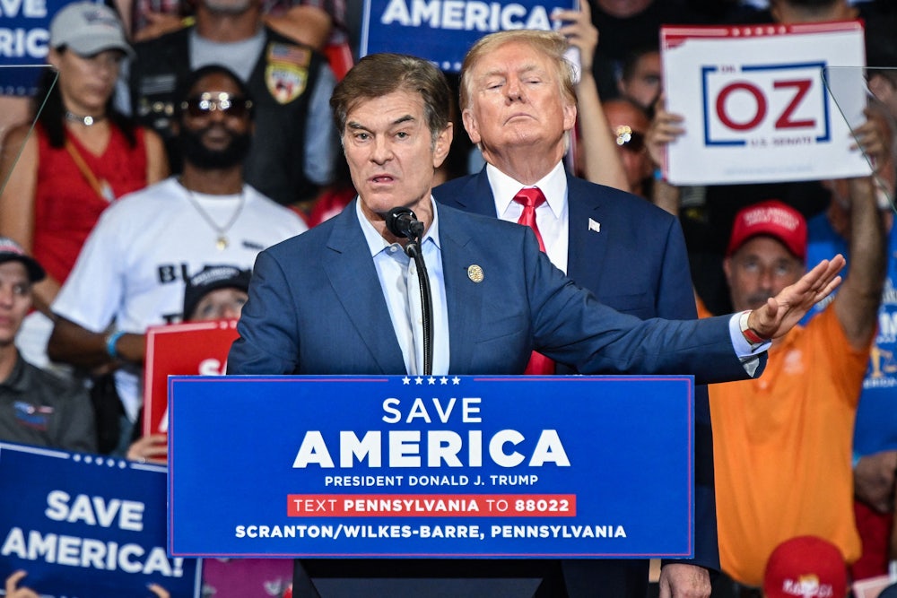 Mehmet Oz speaks at a campaign rally