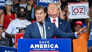Mehmet Oz speaks at a campaign rally
