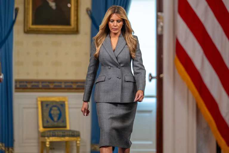 Melania Trump walks in the White House