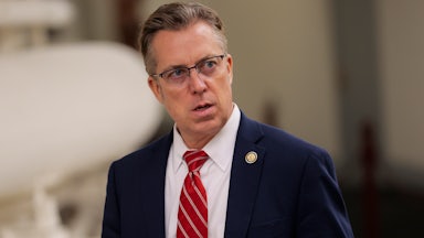 Representative Andy Ogles with his mouth open.