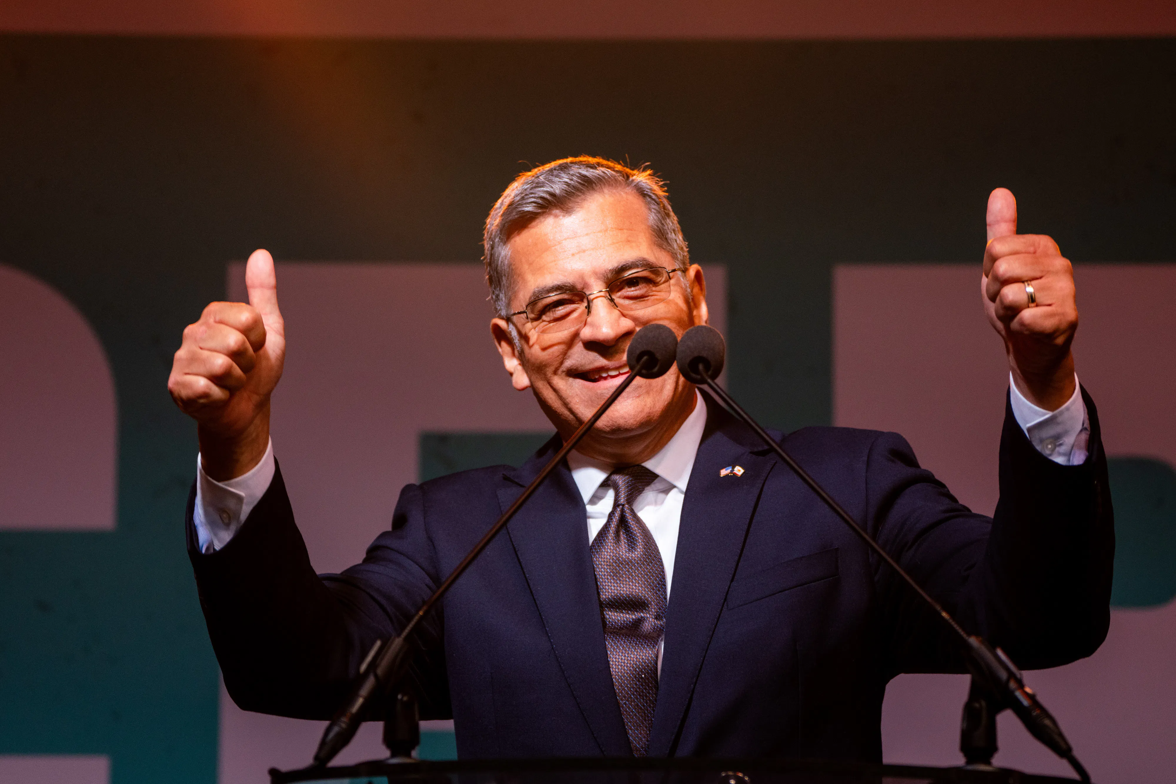 Xavier Becerra speaking in Los Angeles 