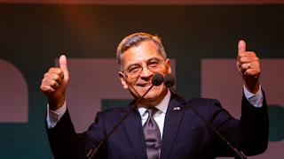 Xavier Becerra speaking in Los Angeles