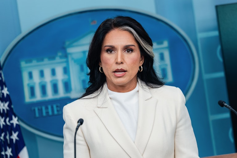 National Intelligence Director Tulsi Gabbard speaks to reporters during a White House press briefing