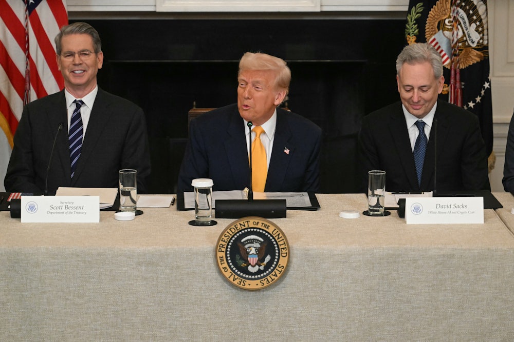 Donald Trump speaks during a the White House Crypto Summit.