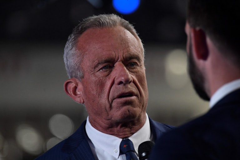 Robert F. Kennedy, Jr. speaks to reporters ahead of the presidential debate