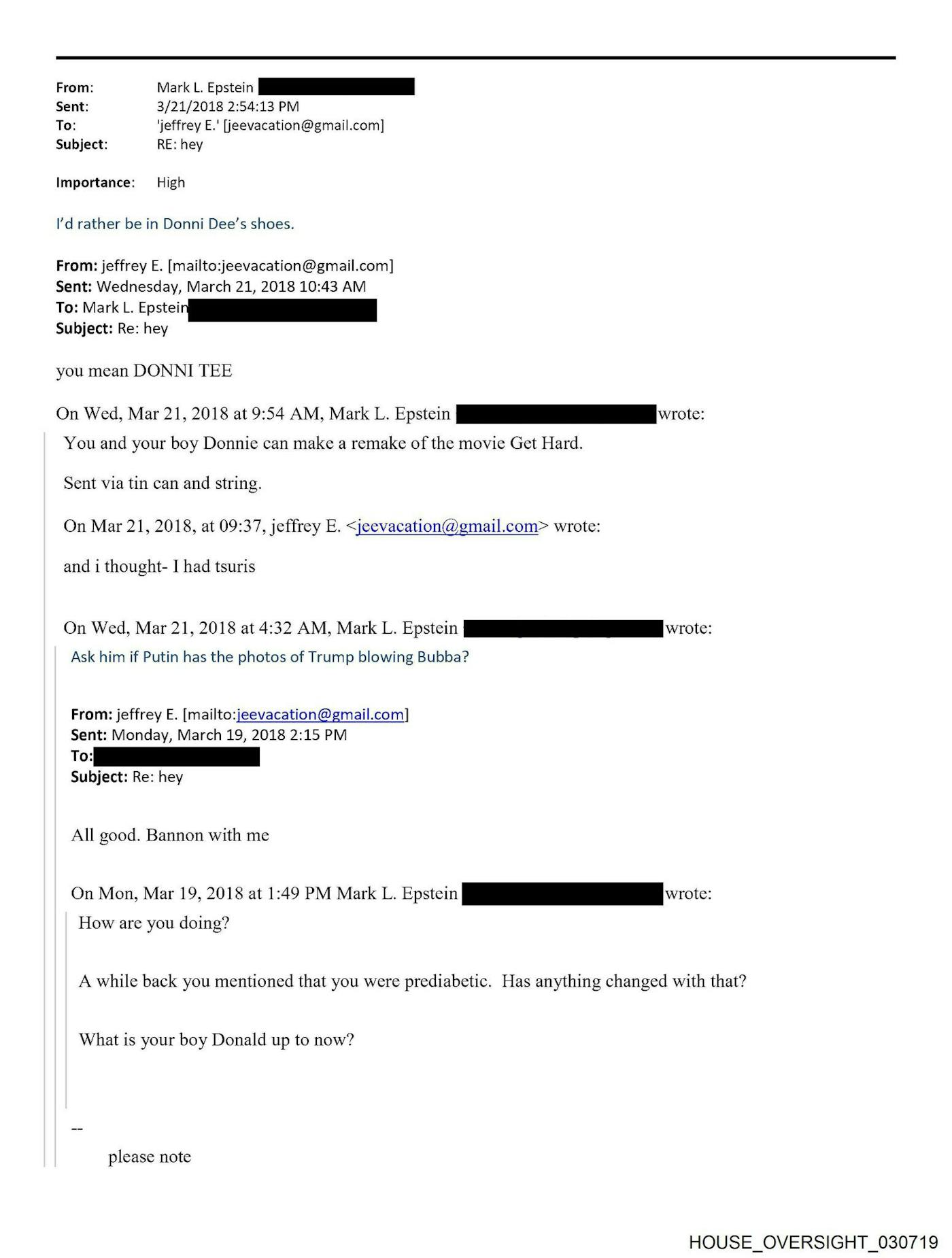 Screenshot of Epstein emails