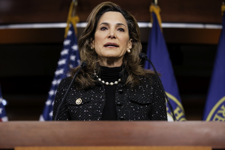 Representative Maria Salazar speaks during a press conference in the Capitol.