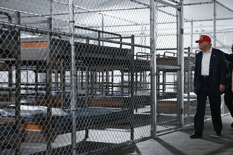 Donald Trump tours the Alligator Alcatraz detention facility