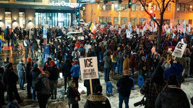 People protest in Minnesota, Minneapolis, after an ICE agent shot Renee Nicole Good dead