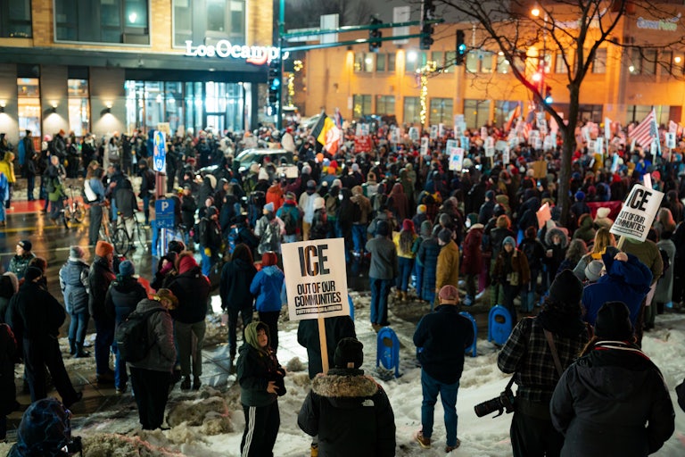 People protest in Minnesota, Minneapolis, after an ICE agent shot Renee Nicole Good dead
