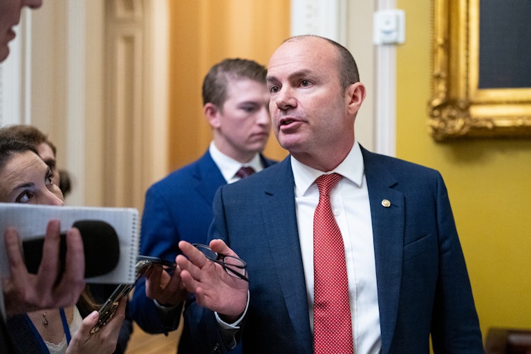 Senator Mike Lee speaks to reporters in the Capitol