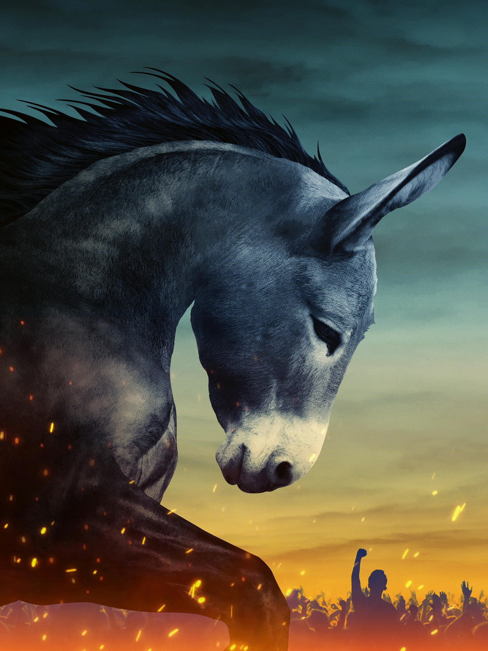 A powerful-looking donkey symbolizes the fighting spirit that Democrats need to find. This is how we can regain control of the government.