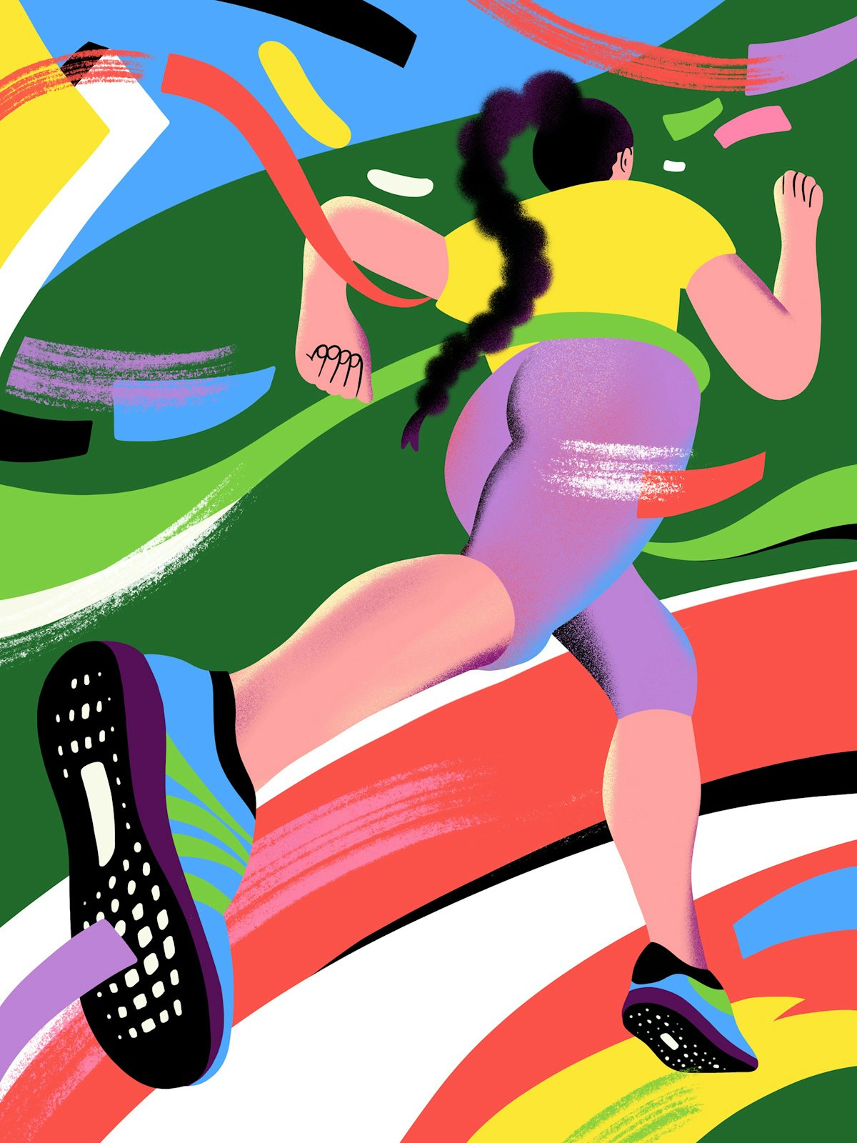 An illustration of a woman running