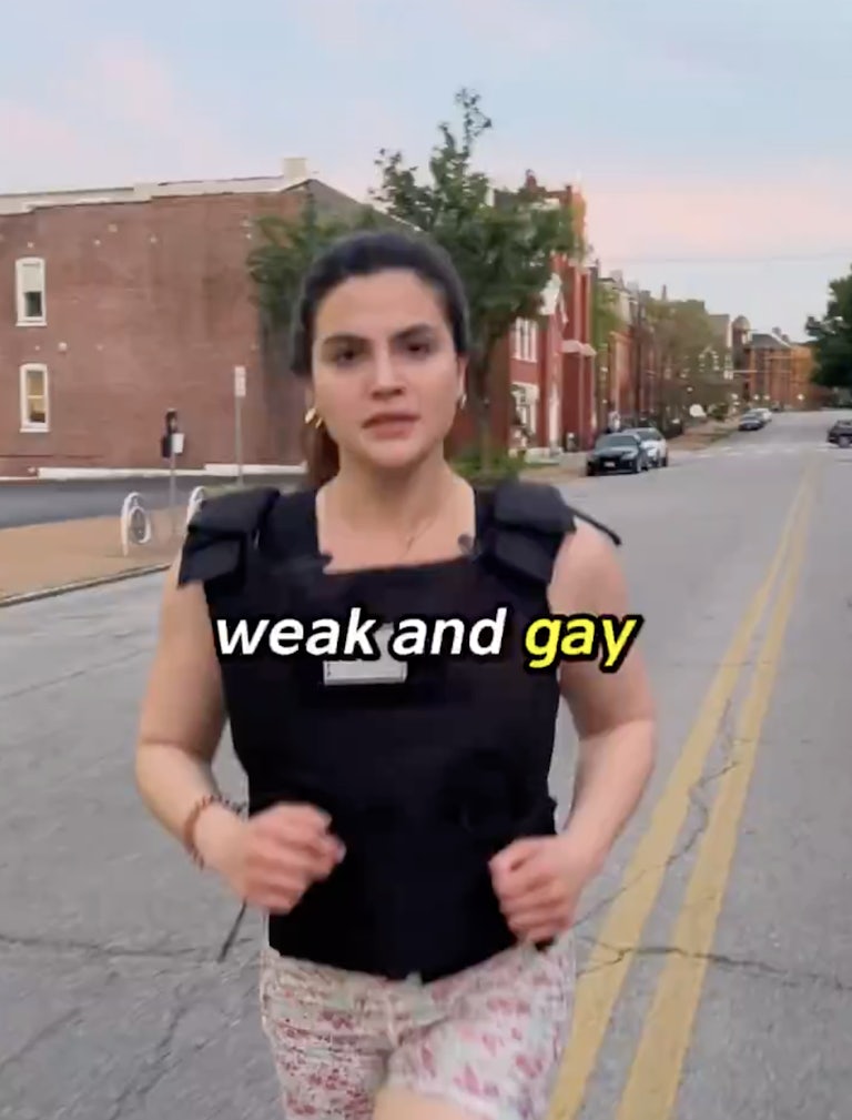 Valentina Gomez screenshot with the words "weak and gay"
