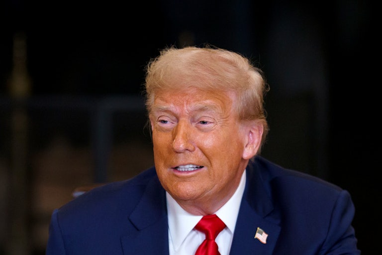 Donald Trump smiles during a meeting with African leaders at the White House