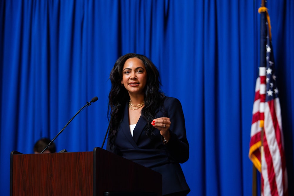 Indiana Democratic State Senator Andrea Hunley giving a speech