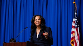 Indiana Democratic State Senator Andrea Hunley giving a speech