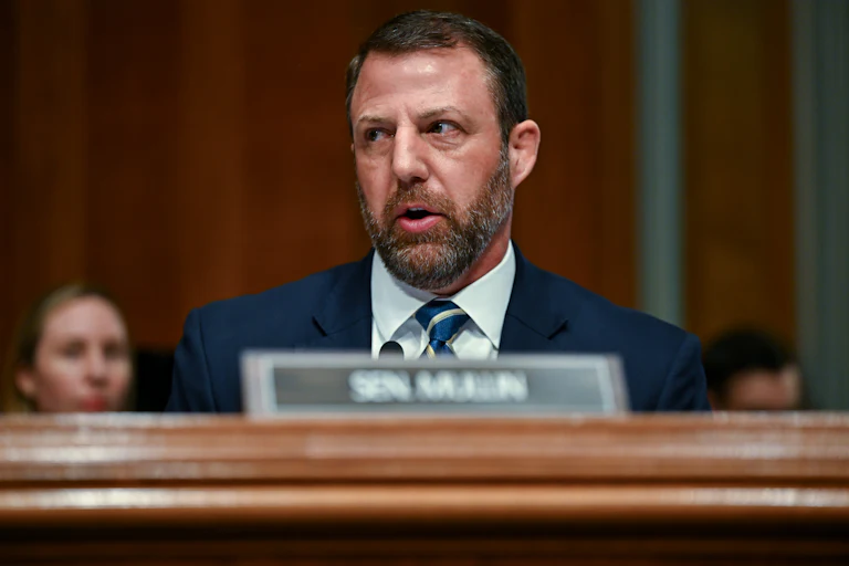 Senator Markwayne Mullin speaks during a hearing