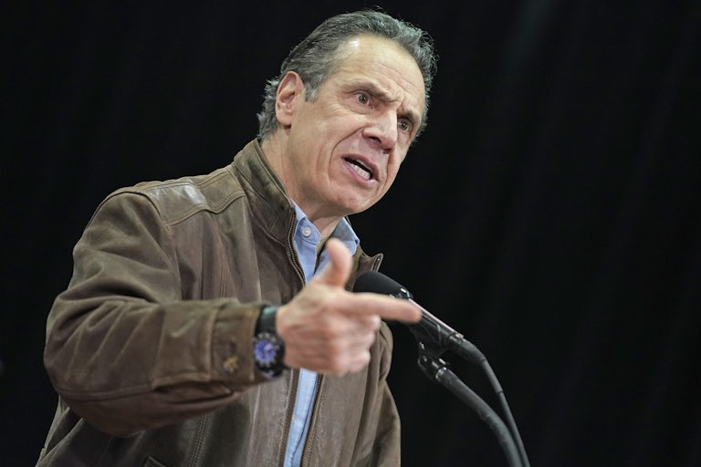 Andrew Cuomo speaks during a press conference 