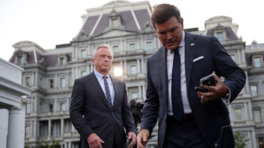 Robert F. Kennedy Jr is interviewed on FOX News in Washington, DC. President Donald Trump signed a memorandum Tuesday stating that the “Secretary of Health and Human Services shall therefore take appropriate action to ensure transparency and accuracy in direct-to-consumer prescription drug advertising,” among other orders.