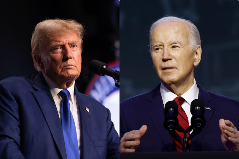 Donald Trump and Joe Biden splitscreen