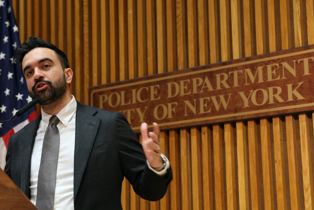 Zohran Mamdani speaks at a news conference at the headquarters of the NYPD.