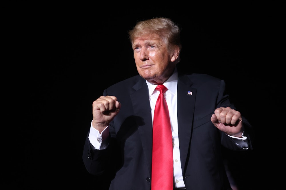 Former President Donald J. Trump appears at a rally in Iowa in October of 2021.