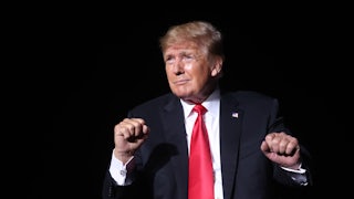 Former President Donald J. Trump appears at a rally in Iowa in October of 2021.