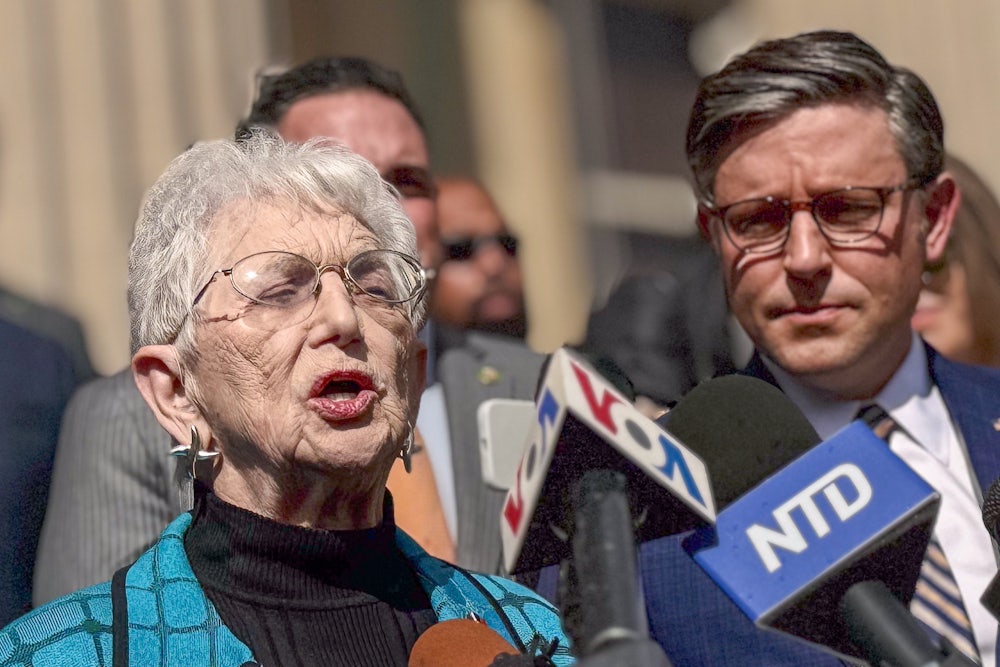 Republican Representatives Virginia Foxx and Mike Johnson