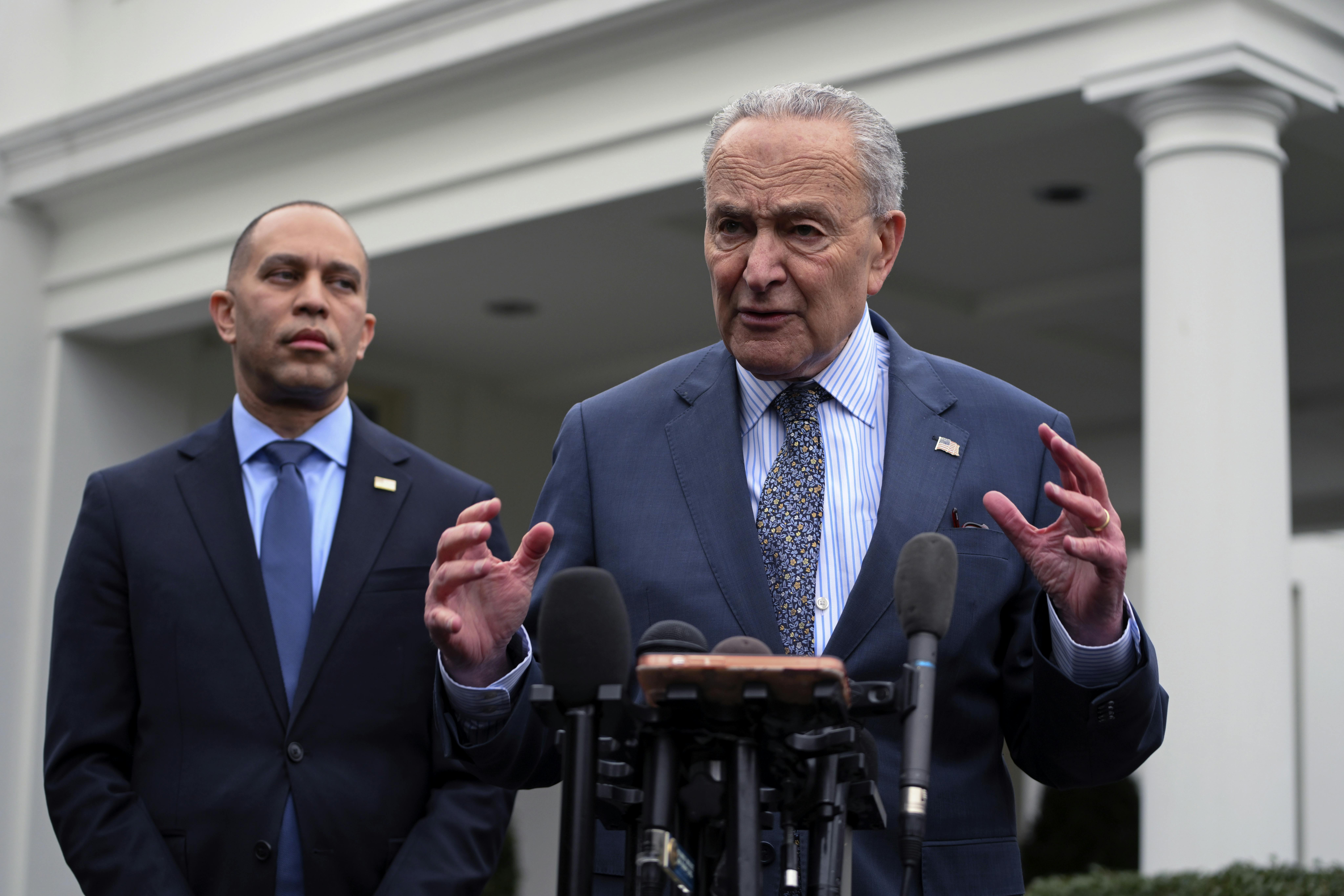 House Minority Leader Hakeem Jeffries and Senate Minority Leader Chuck Schumer
