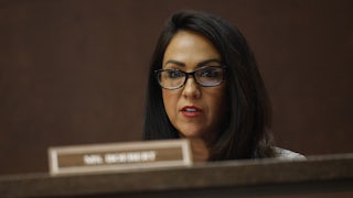 Representative Lauren Boebert speaks during a House hearing