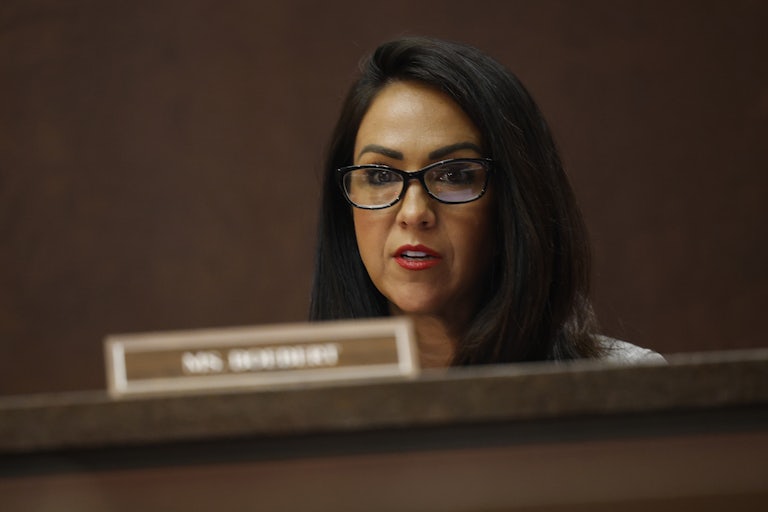 Representative Lauren Boebert speaks during a House hearing