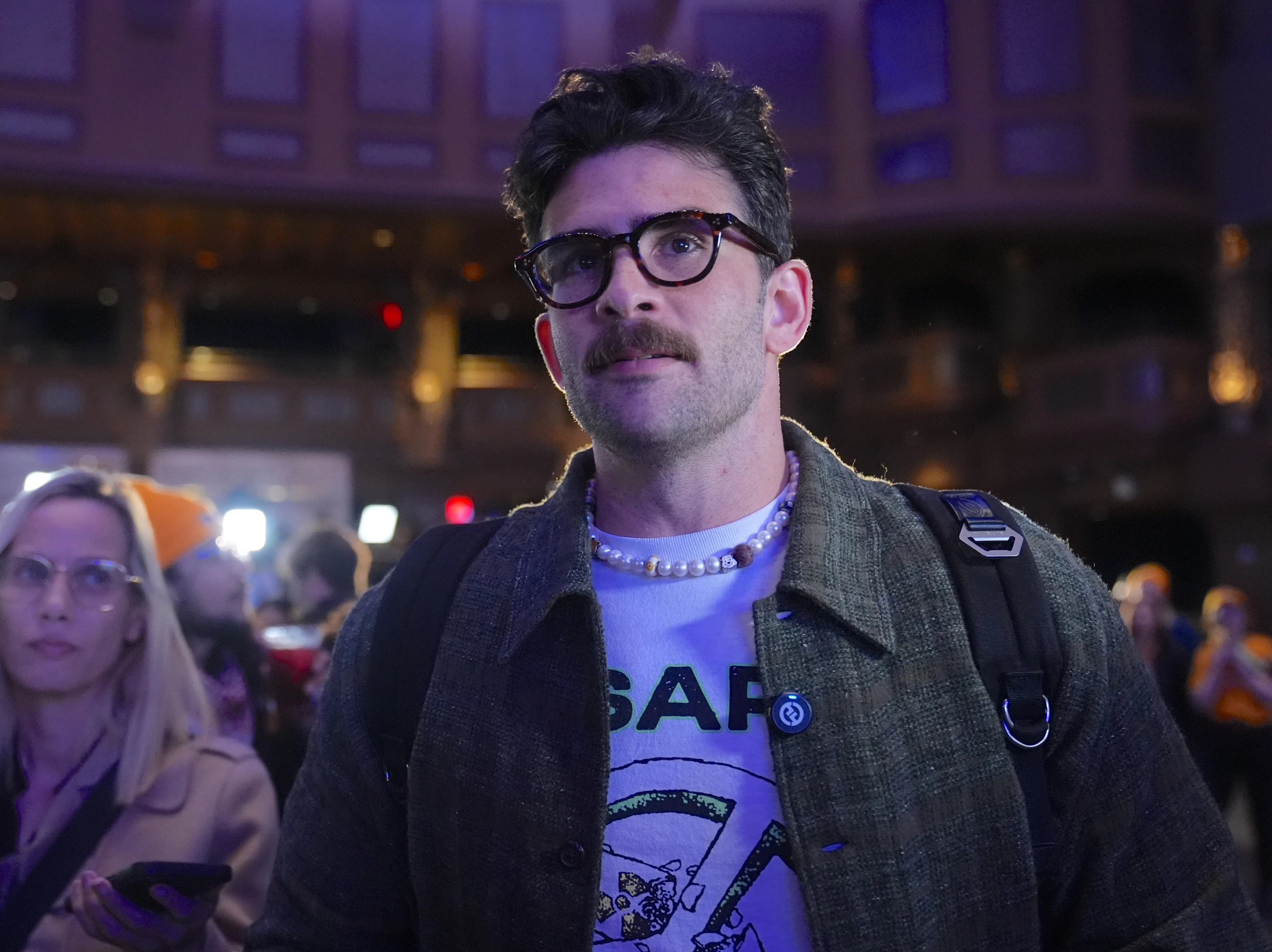 Hasan Piker at an election watch party for Zohran Mamdani 