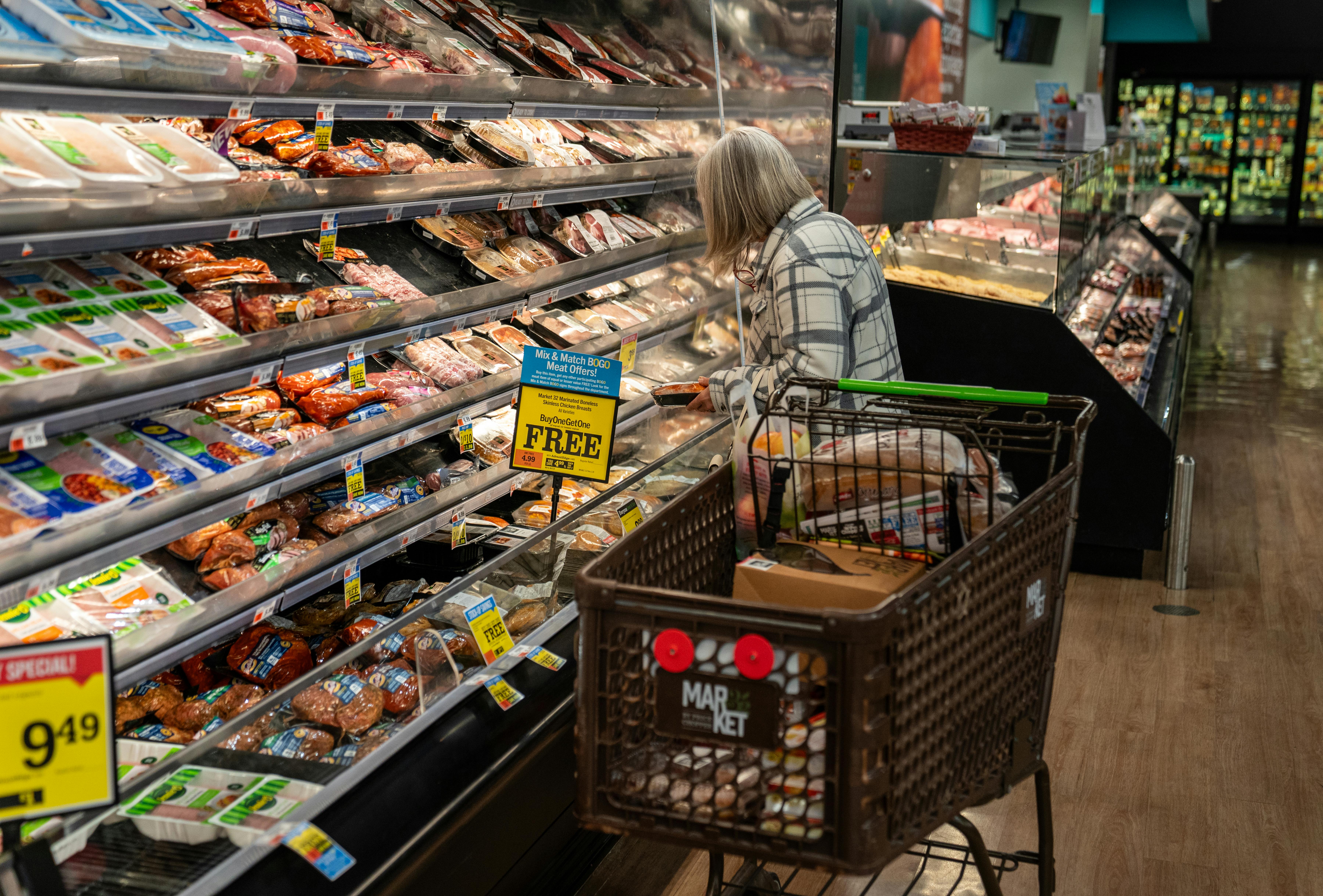 A person shops for groceries