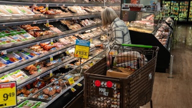 A person shops for groceries