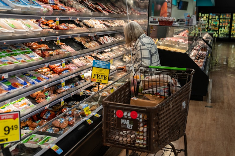 A person shops for groceries
