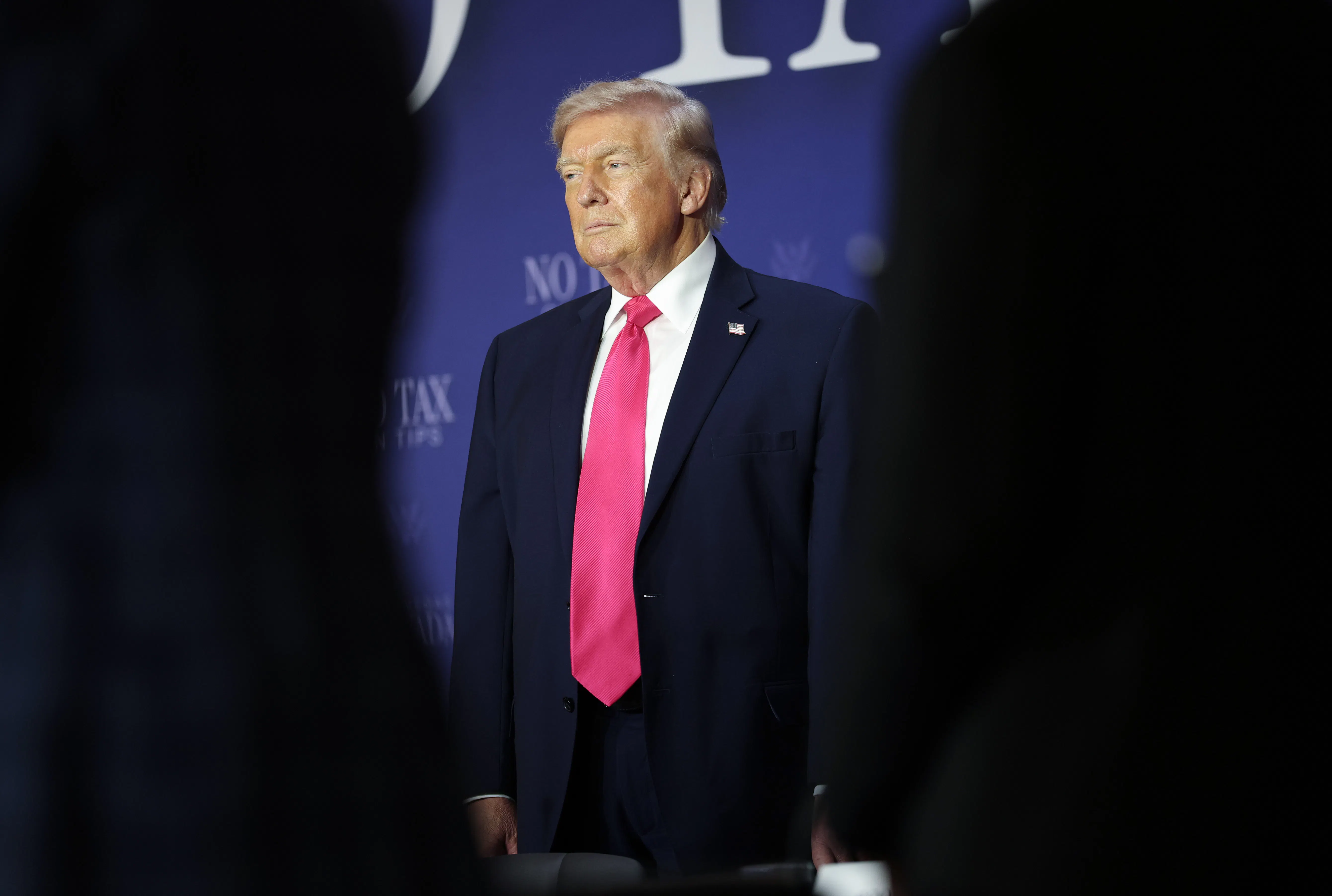Donald Trump attends a roundtable discussion on his “No Tax on Tips” policy in Las Vegas.