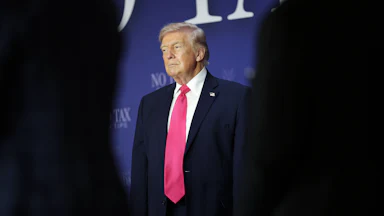 Donald Trump attends a roundtable discussion on his “No Tax on Tips” policy in Las Vegas.