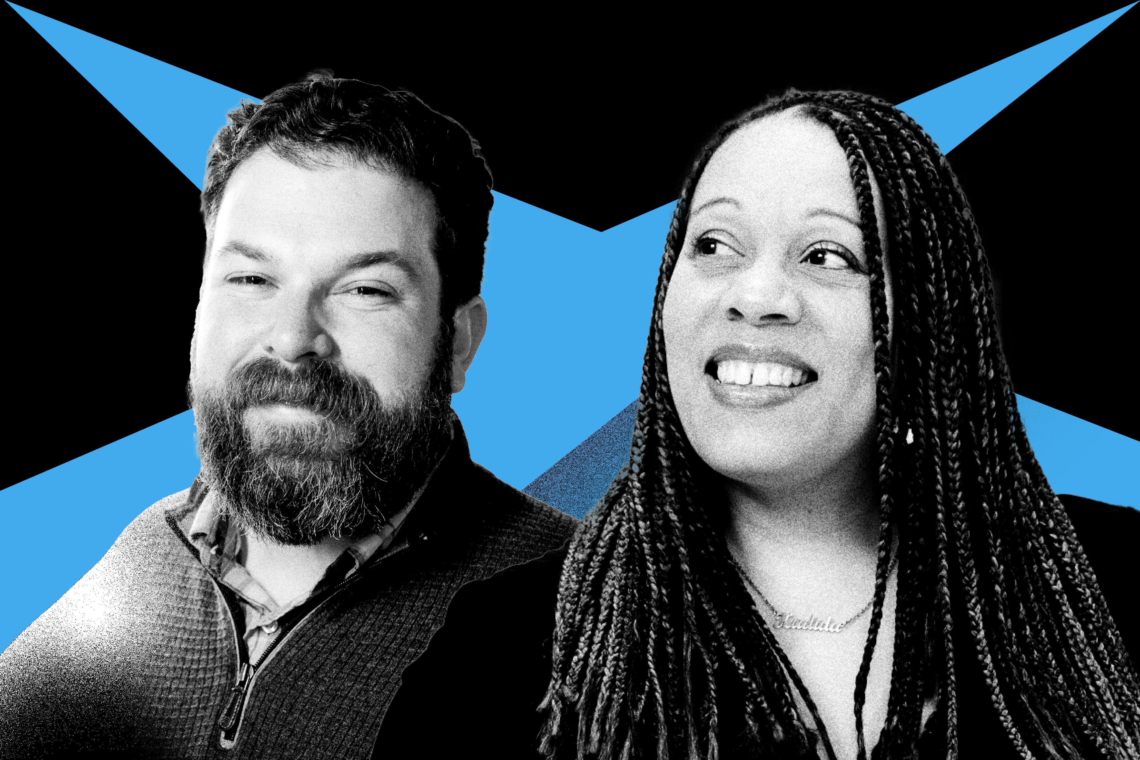 Photo collage of Kadida Kenner and JJ Abbott