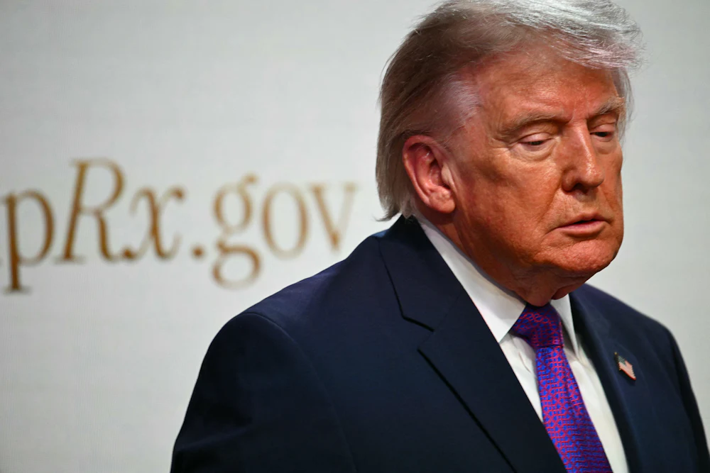 Donald Trump attends a healthcare affordability event in the South Court Auditorium of The White House.