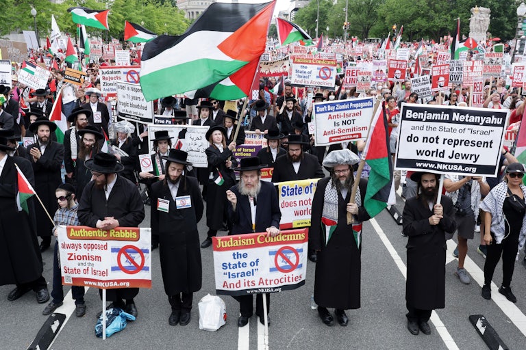 Orthodox Jews join hundreds of pro-Palestine protesters in Washington, D.C.