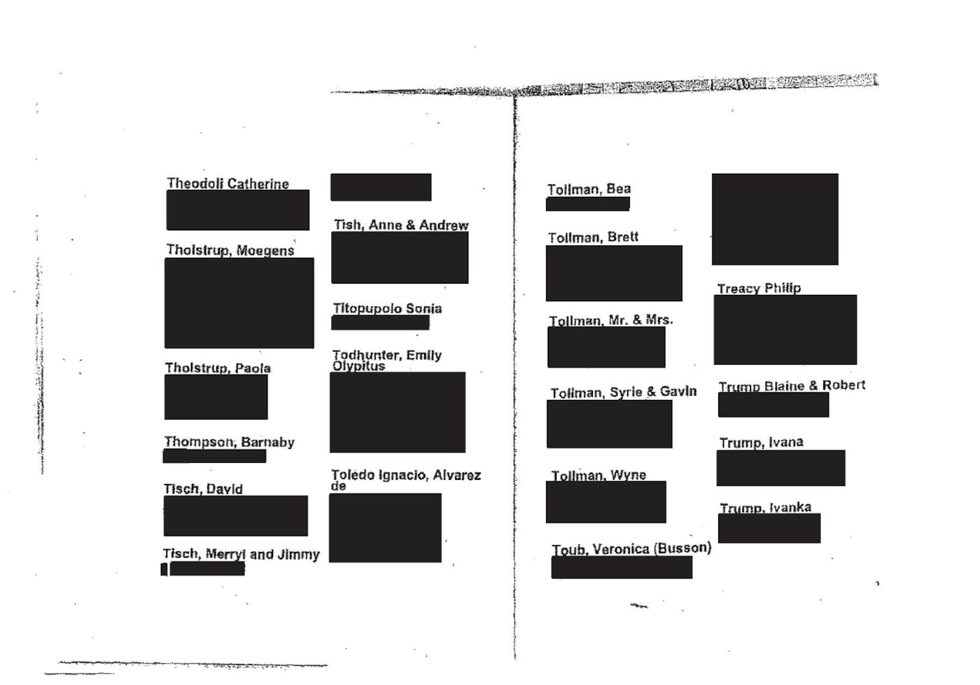 Screenshot of a PDF of Jeffrey Epstein's contact book