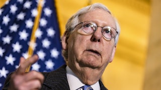 Mitch McConnell speaks at a press conference on Capitol Hill.